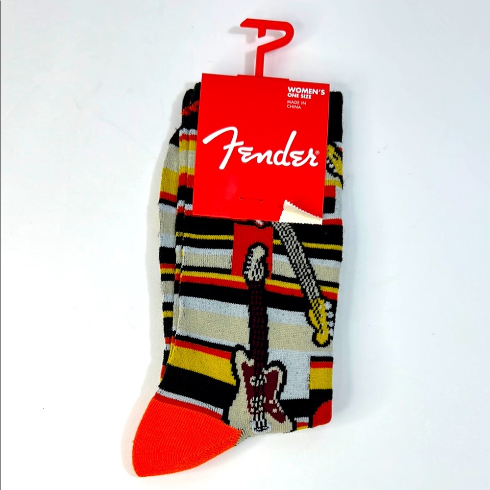 Fender Black and Orange Casual Socks with Musical Flair